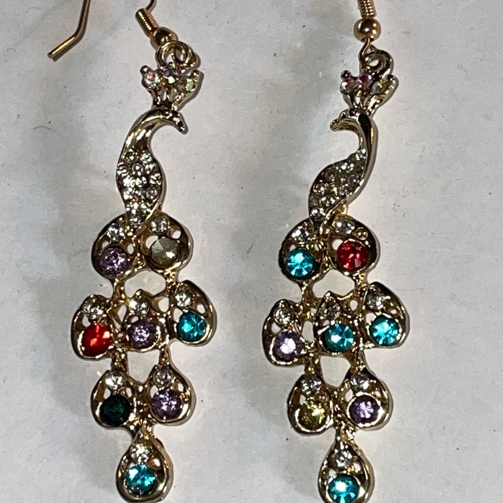 Gold-Tone Multicolor Crystal Drop Earrings - Women Jewelry